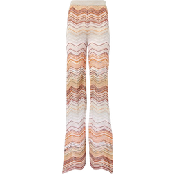 Missoni Zigzag Lame Wide Leg Pants - Multi/Silver/White/Pink/Orange