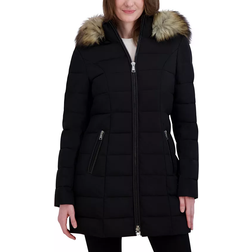 Laundry by Shelli Segal Women's Faux Fur Trim Hooded Puffer Coat - Noir