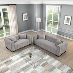 Willa Arlo Interiors Avrah Gray Sofa 90" 2pcs 5 Seater