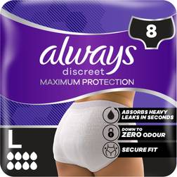 Always Discreet Maximum Protection Incontinence Pants L Uk16-24 8 Pack