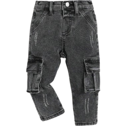 Shein Baby Boys Cat Scratched Flap Side Pockets Cargo Jeans