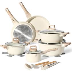 Just Perfecto Non-Stick Induction Beige Set med lock 15 delar