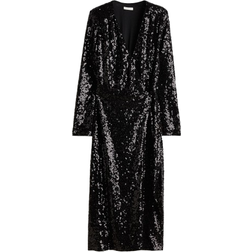 H&M Sequined Wrap Dress - Black