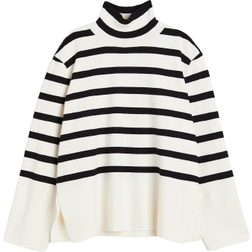 H&M Mock Turtleneck Sweater - Cream/Striped