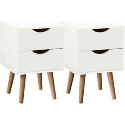 Boden Pair White Bedside Table 30x30cm 2pcs