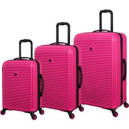 IT Luggage Shutter Pink Yarrow 4 Wheel 3Pc Suitcase Set
