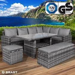 Brast Poly-Rattan Eck Sitzgruppe ECO Grau/Anthrazit Lounge-Set