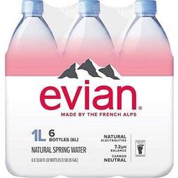 Evian Natural Spring Water 1 Liter Pack of 6 33.8fl oz 6pcs