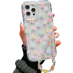 Shein Daisy With Charm Flower Floral Clear Lanyard Casse for iPhone 14 Pro Max