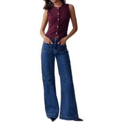 Gina Tricot Front Pocket Flare Jeans - Mid Blue