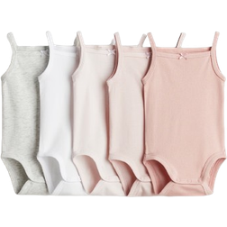 H&M Cotton Bodysuits 5-pack - Light Pink/Light Gray Melange (1088019004)