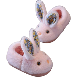 Shein 1pair Rabbit Style Children Slippers For Winter, Girls' Cartoon Indoor House Shoes, Warm Anti-Skid Slippers