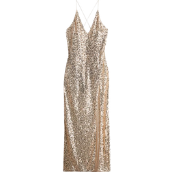 H&M Sequined Mesh Dress - Gold