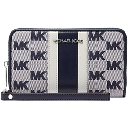 Michael Kors Jet Set Travel Large Striped Logo Jacquard Smartphone Wristlet - Navy