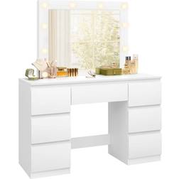 WOLTU Makeup Desk with Large Mirror White Dressing Table 40x110cm