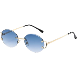 Round Rimless Gold/Blue