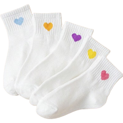 Shein 5 Pairs Children's Crew Socks Ankle High Fun Cute Athletic Running Socks Gifts For Children's Kids Socks