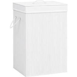 vidaXL Panier À Linge Avec 2 Sections Bambou Blanc 72 L