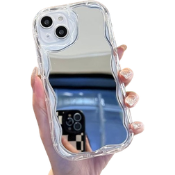 Forluz Fashion Luxury Cream Grain Mirror Phone Case for iPhone 15