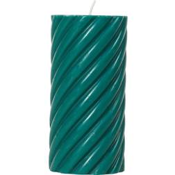 Wilko Twisting Pillar Green Candle 14cm