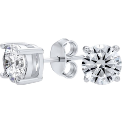 Bling Jewelry Round Stud Earrings 6mm - Silver/Transparent