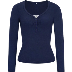 Shein Y2K Women's Body-hugging Sexy Solid Color Long Sleeve V-neck Top