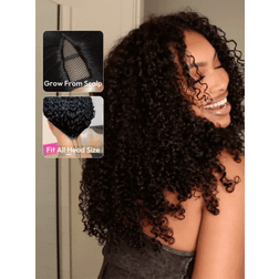 UNice EasiContour V Part Minimal Leave Out Glueless Curly Wig