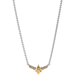 Pandora Marvel Captain Marvel Octogram Star Two Tone Pendant Necklace Gold/Transparent