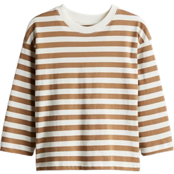 H&M Kid's Long Sleeved T-shirt - Beige/White Striped (1246374011)