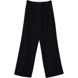 Stradivarius Super Wide Leg Trousers with Belts - Black