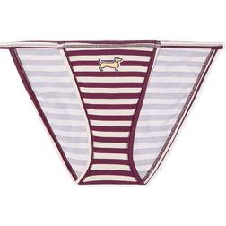 Victoria's Secret Cotton String Bikini Panty - Wild Rose Stripe Print W Dog Graphic