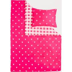 OHS Gingham Heart Duvet Cover Pink (200x135cm)