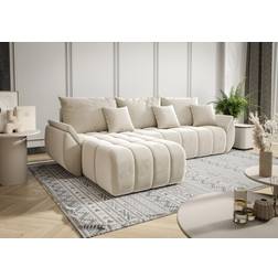 Fun-Möbel Ecksofa Schlafsofa OSAKA Stoff Monolith Creme Ottomane Links Sofa