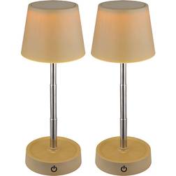 Globo Lighting LED Sand/Chrome Table Lamp 28cm 2pcs