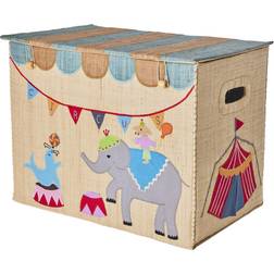 Rice Raffia Förvaring Box med Circus Theme Large Foldable