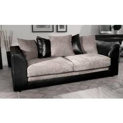 Furnishings For Less UK Leather Black and Grey Sofa 190cm 4 Seater