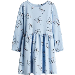 H&M Printed Cotton Dress - Blue/Butterflies (1245392016)