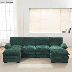 Latitude Run Balendin Green Chenille Sofa 111.8" 4 Seater