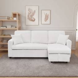 Ebern Designs Modern Sectional White Sofa 81.5" 3 Seater
