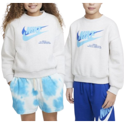 Nike Big Kid's Sportswear Icon Fleece Oversized T-shirt - Variegated Birch (DX5140-051)