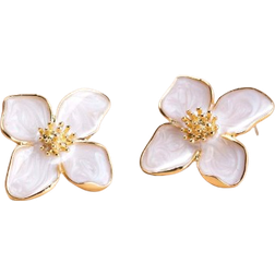Shein 1pair Colorful Dopamine Four-Petal Flower Earrings For Women, Daily Wear Simple Versatile Sweet Holiday Gift Valentines,Mom,Mother,Mother's Day,Gift