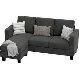 Ebern Designs Upholstered Dark Gray Sofa 72.8" 3pcs 2 Seater