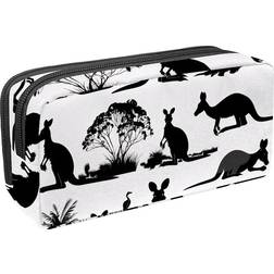 VAPOKF Kangaroo Silhouette & Tree Pencil Case