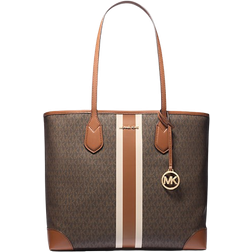 Michael Kors Eva Large Signature Logo Stripe Tote Bag - Brown