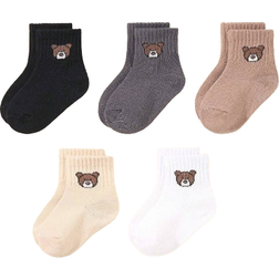 Shein 5 Pairs Baby Bear Solid Color Socks