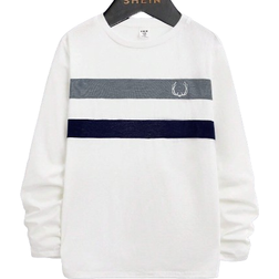 Shein Tween Boy Casual Long Sleeve T-Shirt, Mixed Pattern Design, Basic Crew Neck, Suitable For School, Daily Wear, Sports, Autumn Winter