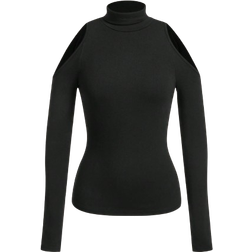 Shein Essnce Holiday Sparkly Elegant Black Christmas Tshirt Women Camiseta Manga Larga Turtleneck Pile Neck Sequins Off The Shoulder Long Sleeves Christmas Women Tops Going Out Tops Vacation Tops For Christmas Our Tops Women Turtleneck Off The Shoulder Long Sleeves Simple T-Shirt For Casual Everyday Wear