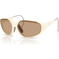 Moncler Irregular Sunglasses Matt Butter Coloured Frames Light Brown