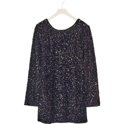 Gina Tricot Loose Sequin Mini Dress - Black