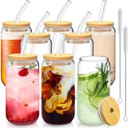 SENTVEND - Glass Jar with Straw 16fl oz 8pcs